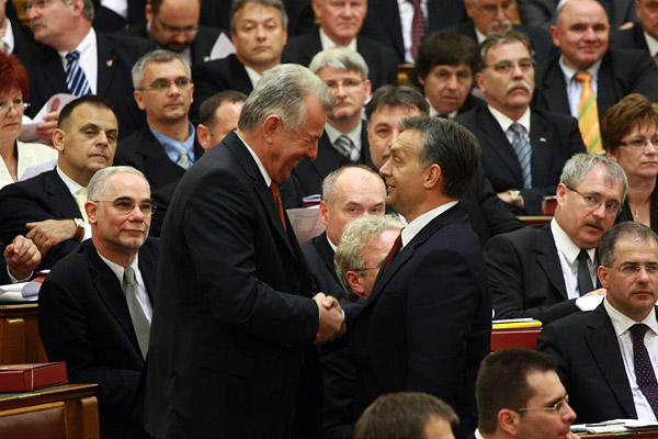 Schmitt Pál, a Fidesz köztársasági elnökjelöltje és Orbán Viktor miniszterelnök