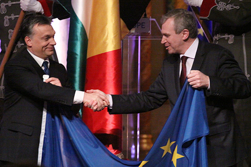 Orbán Viktor miniszterelnök, és Yves Leterme belga miniszterelnök