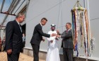  Szijjártó Péter helyezte el a bokrétát a Dubai befektetővel megvalósuló debreceni inkubátorház tetején