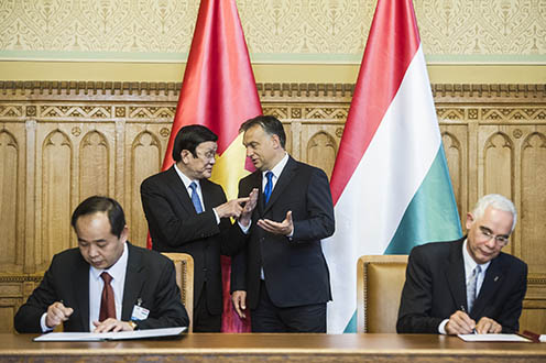 Truong Tan Sang vietnami elnök és Orbán Viktor magyar kormányfő Budapesten tárgyalt,